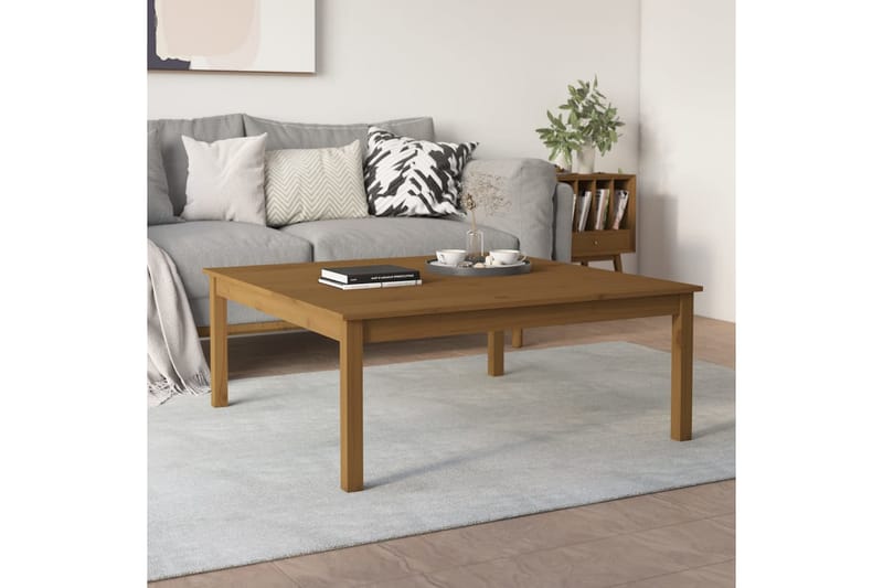 beBasic Salongbord honningbrun 100x100x40 cm heltre furu - Brun - Møbler - Bord - Avlastningsbord - Lampebord & sidebord