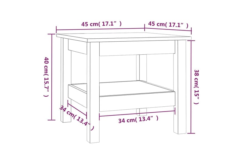 beBasic Salongbord honningbrun 45x45x40 cm heltre furu - Brun - Lampebord & sidebord - Brettbord og småbord