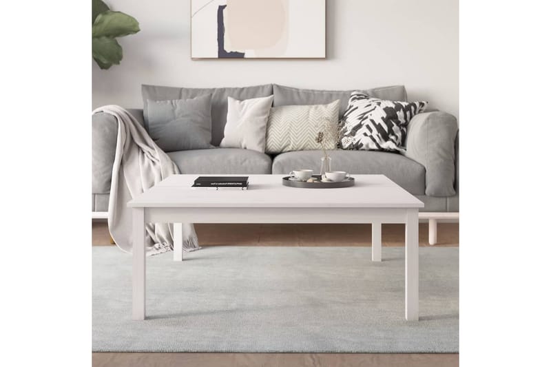 beBasic Salongbord hvit 100x100x40 cm heltre furu - Hvit - Møbler - Bord - Avlastningsbord - Lampebord & sidebord