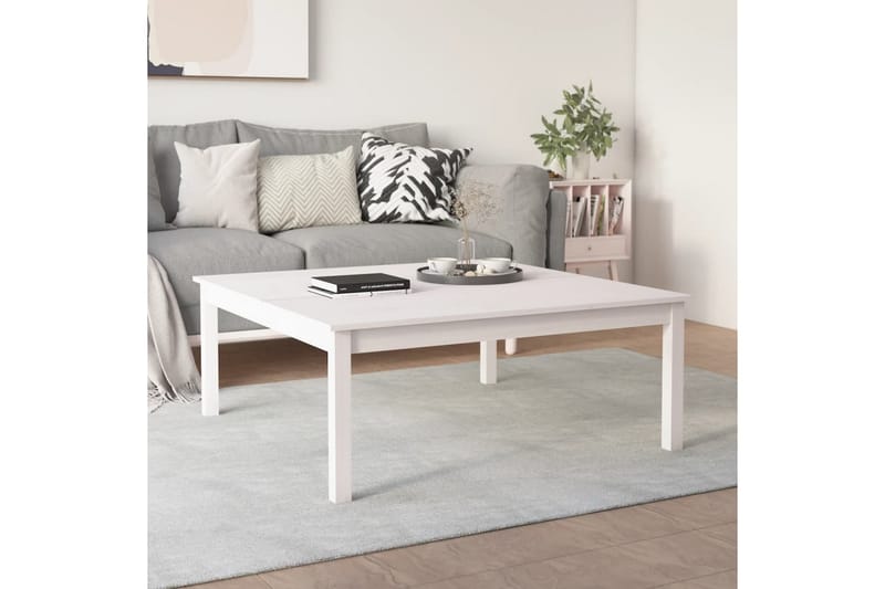 beBasic Salongbord hvit 100x100x40 cm heltre furu - Hvit - Møbler - Bord - Avlastningsbord - Lampebord & sidebord