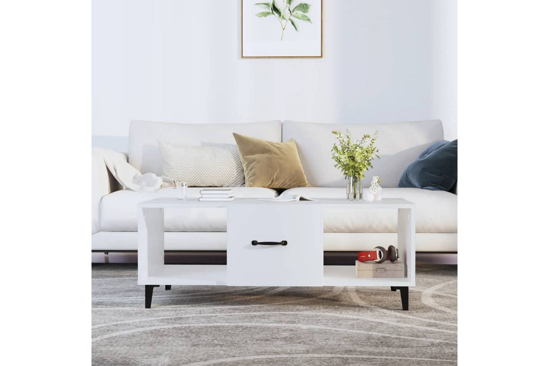 beBasic Salongbord hvit 102x50x40 cm konstruert tre - Hvit - Møbler - Bord - Avlastningsbord - Lampebord & sidebord