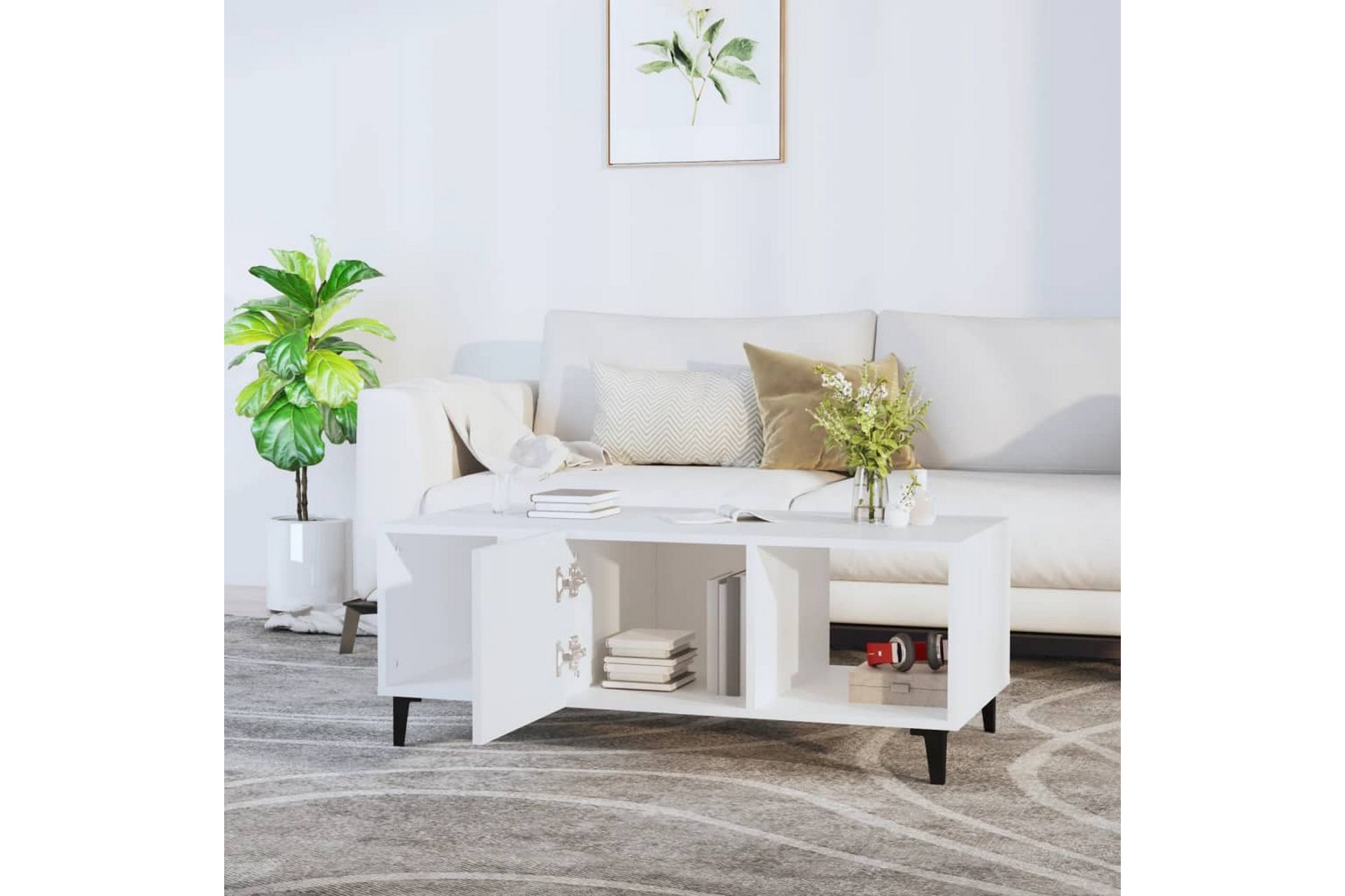 beBasic Salongbord hvit 102x50x40 cm konstruert tre - Hvit - Møbler - Bord - Avlastningsbord - Lampebord & sidebord