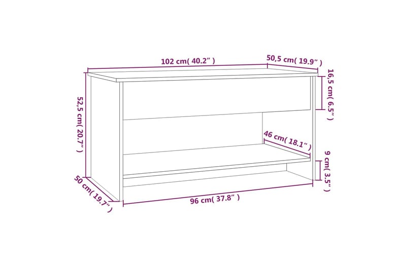 beBasic Salongbord hvit 102x50x52,5 cm konstruert tre - Hvit - Møbler - Bord - Avlastningsbord - Lampebord & sidebord