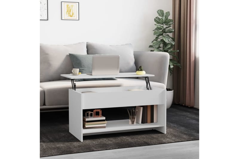beBasic Salongbord hvit 102x50x52,5 cm konstruert tre - Hvit - Lampebord & sidebord - Brettbord og småbord