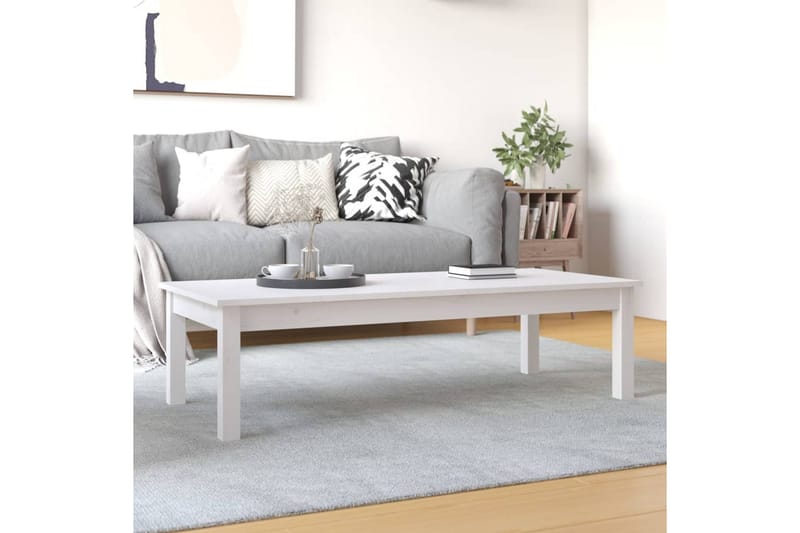 beBasic Salongbord hvit 110x50x30 cm heltre furu - Hvit - Lampebord & sidebord - Brettbord og småbord
