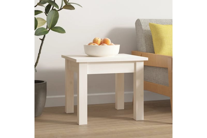 beBasic Salongbord hvit 35x35x30 cm heltre furu - Hvit - Møbler - Bord - Avlastningsbord - Lampebord & sidebord