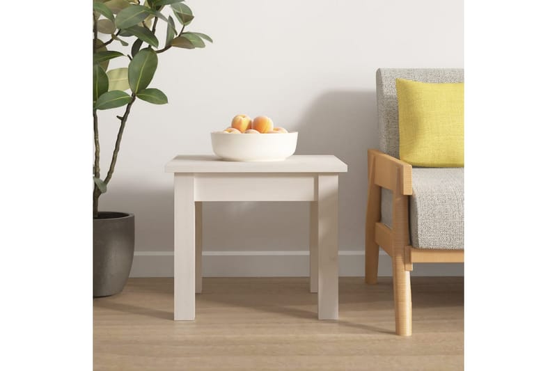 beBasic Salongbord hvit 35x35x30 cm heltre furu - Hvit - Møbler - Bord - Avlastningsbord - Lampebord & sidebord