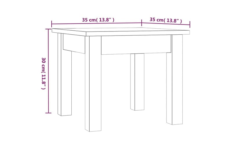 beBasic Salongbord hvit 35x35x30 cm heltre furu - Hvit - Lampebord & sidebord - Brettbord og småbord