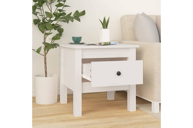 beBasic Salongbord hvit 40x40x39 cm heltre furu - Hvit - Møbler - Bord - Avlastningsbord - Lampebord & sidebord