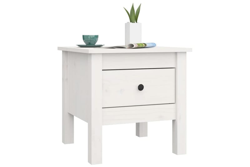 beBasic Salongbord hvit 40x40x39 cm heltre furu - Hvit - Møbler - Bord - Avlastningsbord - Lampebord & sidebord