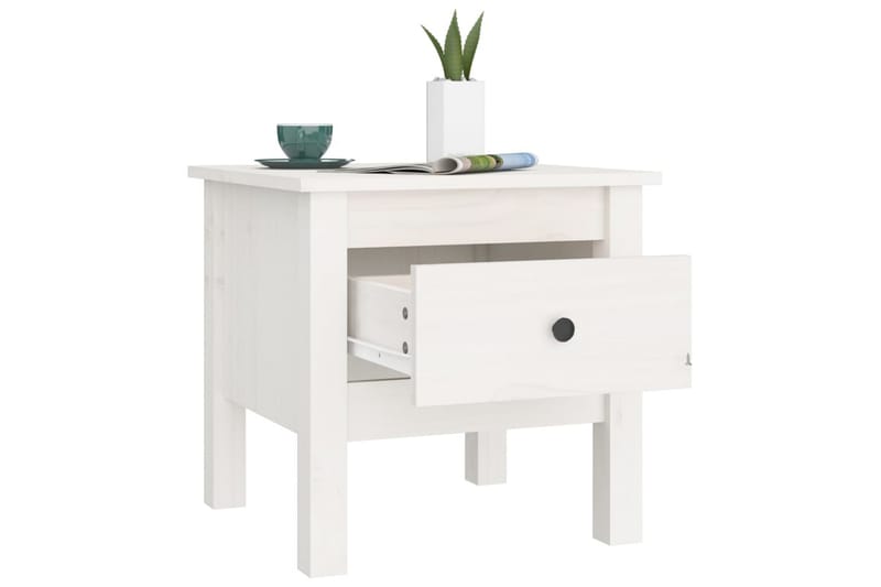 beBasic Salongbord hvit 40x40x39 cm heltre furu - Hvit - Møbler - Bord - Avlastningsbord - Lampebord & sidebord