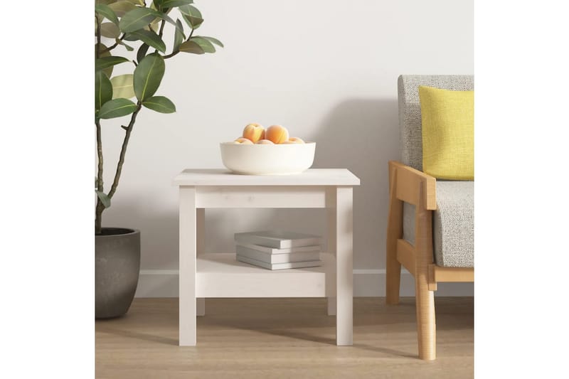 beBasic Salongbord hvit 45x45x40 cm heltre furu - Hvit - Møbler - Bord - Avlastningsbord - Lampebord & sidebord