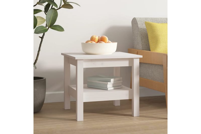 beBasic Salongbord hvit 45x45x40 cm heltre furu - Hvit - Møbler - Bord - Avlastningsbord - Lampebord & sidebord