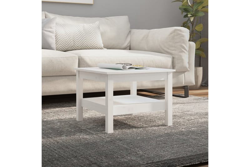 beBasic Salongbord hvit 55x55x40 cm heltre furu - Hvit - Møbler - Bord - Avlastningsbord - Lampebord & sidebord
