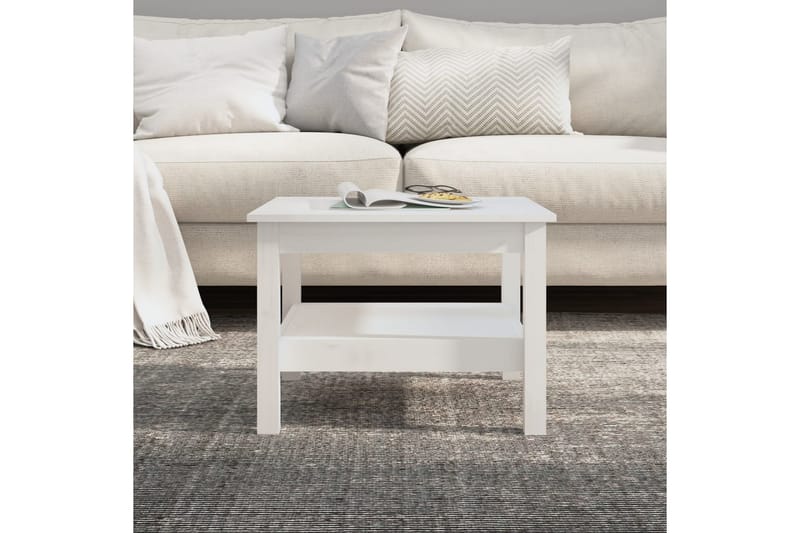 beBasic Salongbord hvit 55x55x40 cm heltre furu - Hvit - Møbler - Bord - Avlastningsbord - Lampebord & sidebord