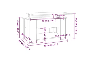 beBasic Salongbord hvit 79x49x41 cm konstruert tre - Hvit - Møbler - Bord - Avlastningsbord - Lampebord & sidebord