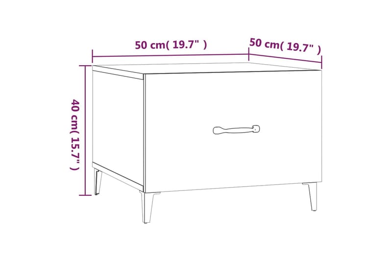 beBasic Salongbord med metallben 2 stk betonggrå 50x50x40 cm - GrÃ¥ - Lampebord & sidebord - Brettbord og småbord