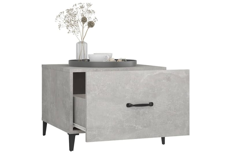 beBasic Salongbord med metallben 2 stk betonggrå 50x50x40 cm - GrÃ¥ - Lampebord & sidebord - Brettbord og småbord
