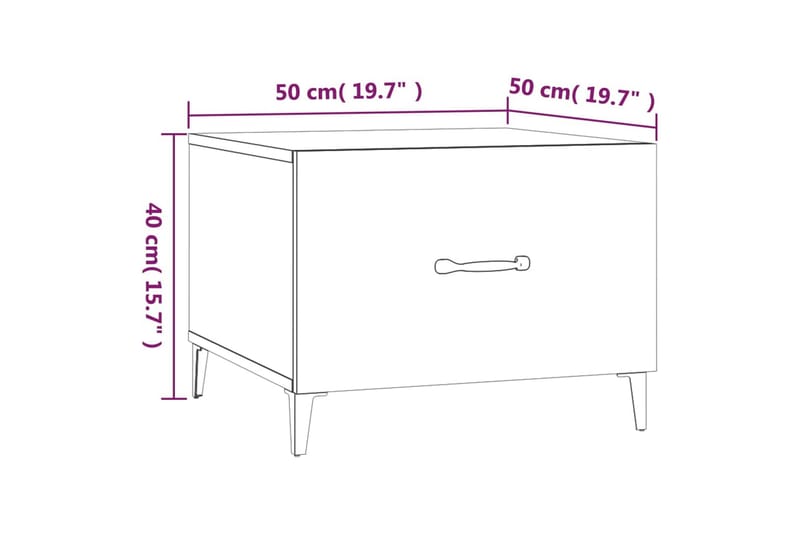 beBasic Salongbord med metallben 2 stk brun eik 50x50x40 cm - Brun - Møbler - Bord - Avlastningsbord - Lampebord & sidebord
