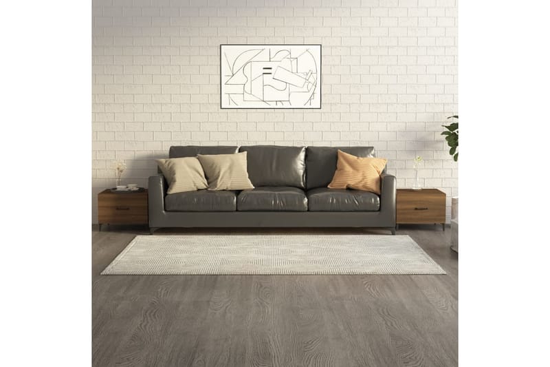 beBasic Salongbord med metallben 2 stk brun eik 50x50x40 cm - Brun - Møbler - Bord - Avlastningsbord - Lampebord & sidebord