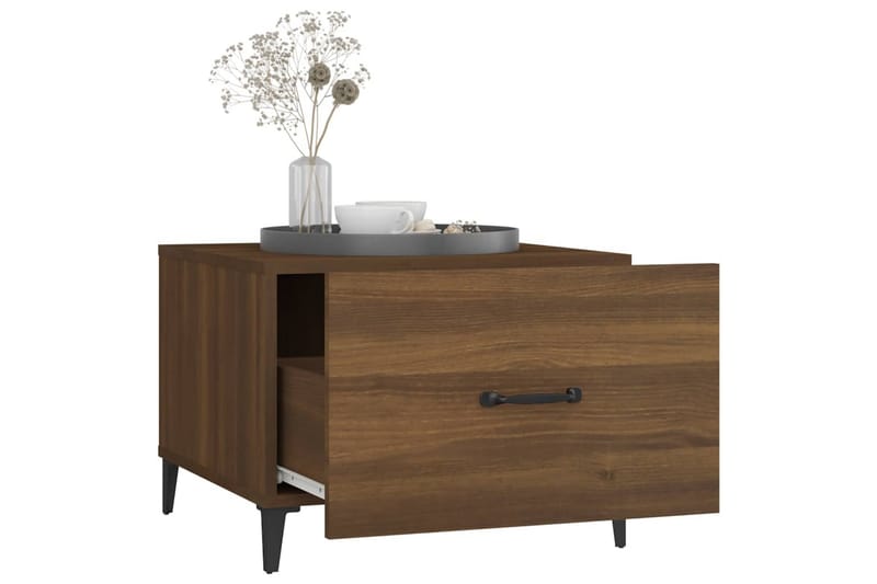 beBasic Salongbord med metallben 2 stk brun eik 50x50x40 cm - Brun - Møbler - Bord - Avlastningsbord - Lampebord & sidebord