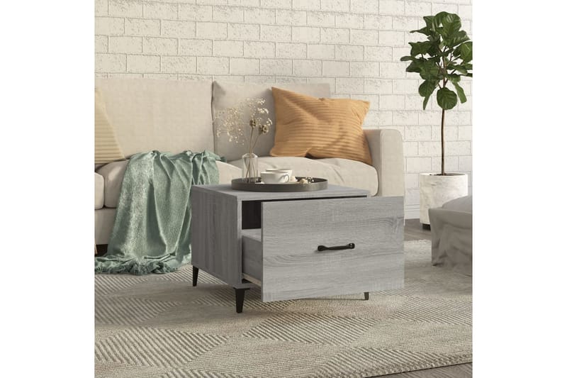 beBasic Salongbord med metallben 2 stk grå sonoma 50x50x40 cm - GrÃ¥ - Møbler - Bord - Avlastningsbord - Lampebord & sidebord