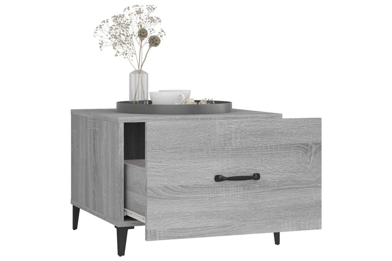 beBasic Salongbord med metallben 2 stk grå sonoma 50x50x40 cm - GrÃ¥ - Møbler - Bord - Avlastningsbord - Lampebord & sidebord
