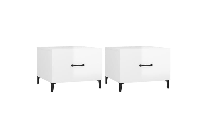 beBasic Salongbord med metallben 2 stk høyglans hvit 50x50x40 cm - Hvit - Lampebord & sidebord - Brettbord og småbord