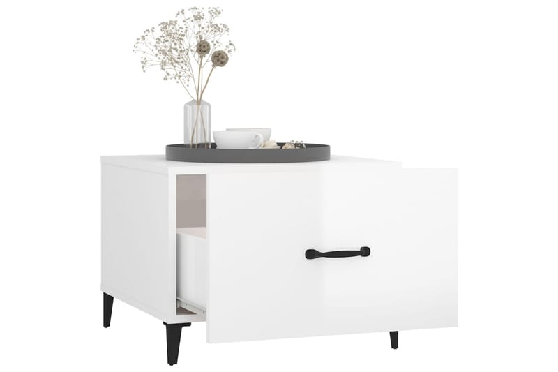 beBasic Salongbord med metallben 2 stk høyglans hvit 50x50x40 cm - Hvit - Møbler - Bord - Avlastningsbord - Lampebord & sidebord