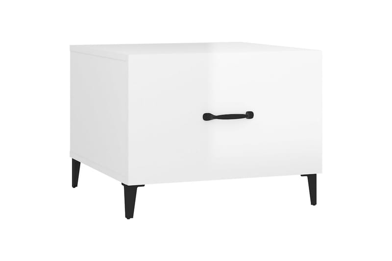 beBasic Salongbord med metallben 2 stk høyglans hvit 50x50x40 cm - Hvit - Møbler - Bord - Avlastningsbord - Lampebord & sidebord