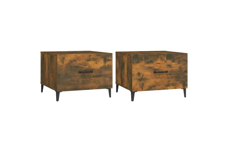 beBasic Salongbord med metallben 2 stk røkt eik 50x50x40 cm - Brun - Møbler - Bord - Avlastningsbord - Lampebord & sidebord