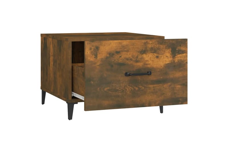 beBasic Salongbord med metallben 2 stk røkt eik 50x50x40 cm - Brun - Møbler - Bord - Avlastningsbord - Lampebord & sidebord