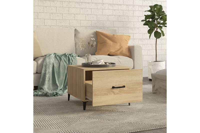 beBasic Salongbord med metallben 2 stk sonoma eik 50x50x40 cm - Brun - Møbler - Bord - Avlastningsbord - Lampebord & sidebord