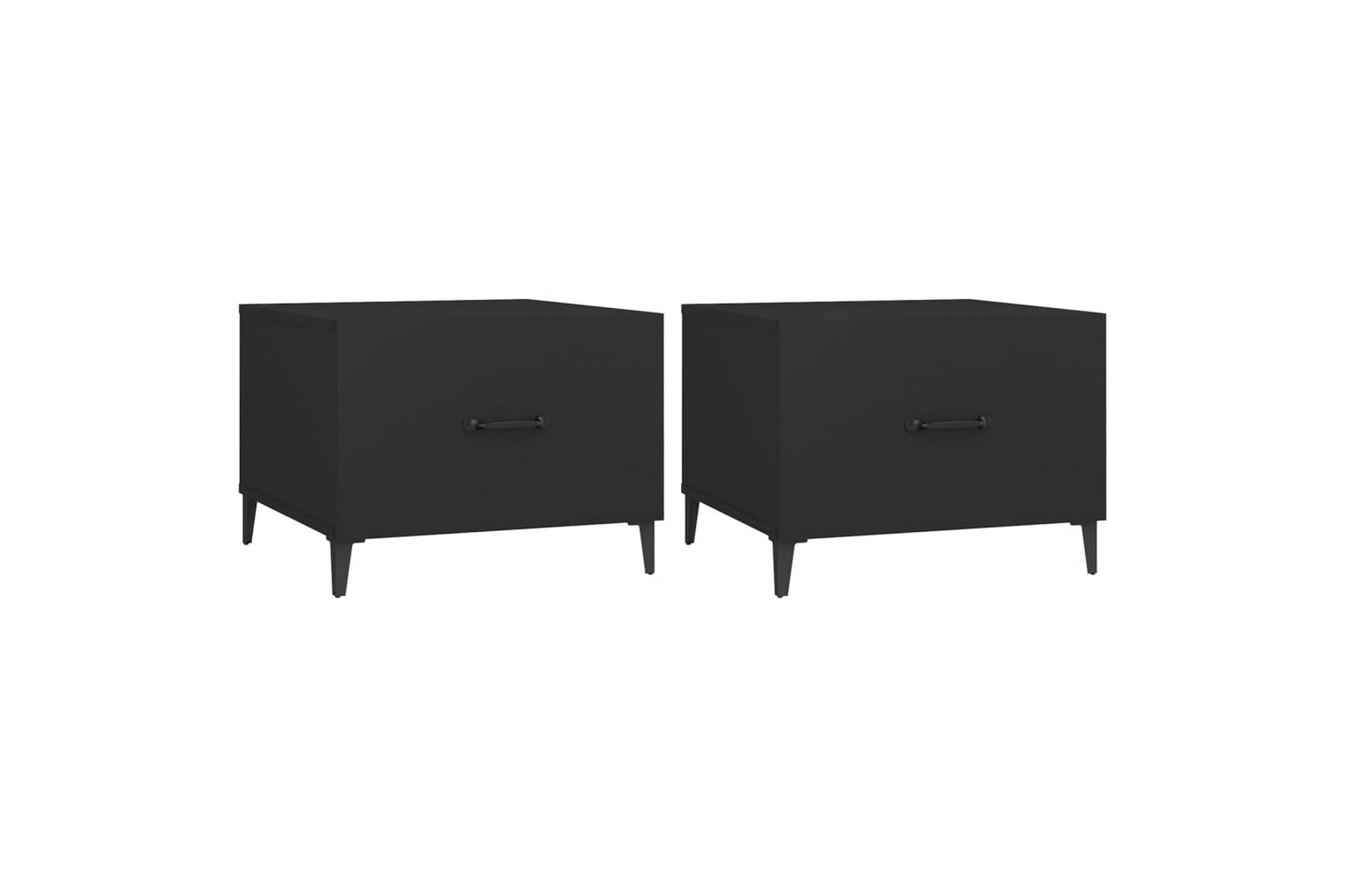 beBasic Salongbord med metallben 2 stk svart 50x50x40 cm - Svart - Møbler - Bord - Avlastningsbord - Lampebord & sidebord