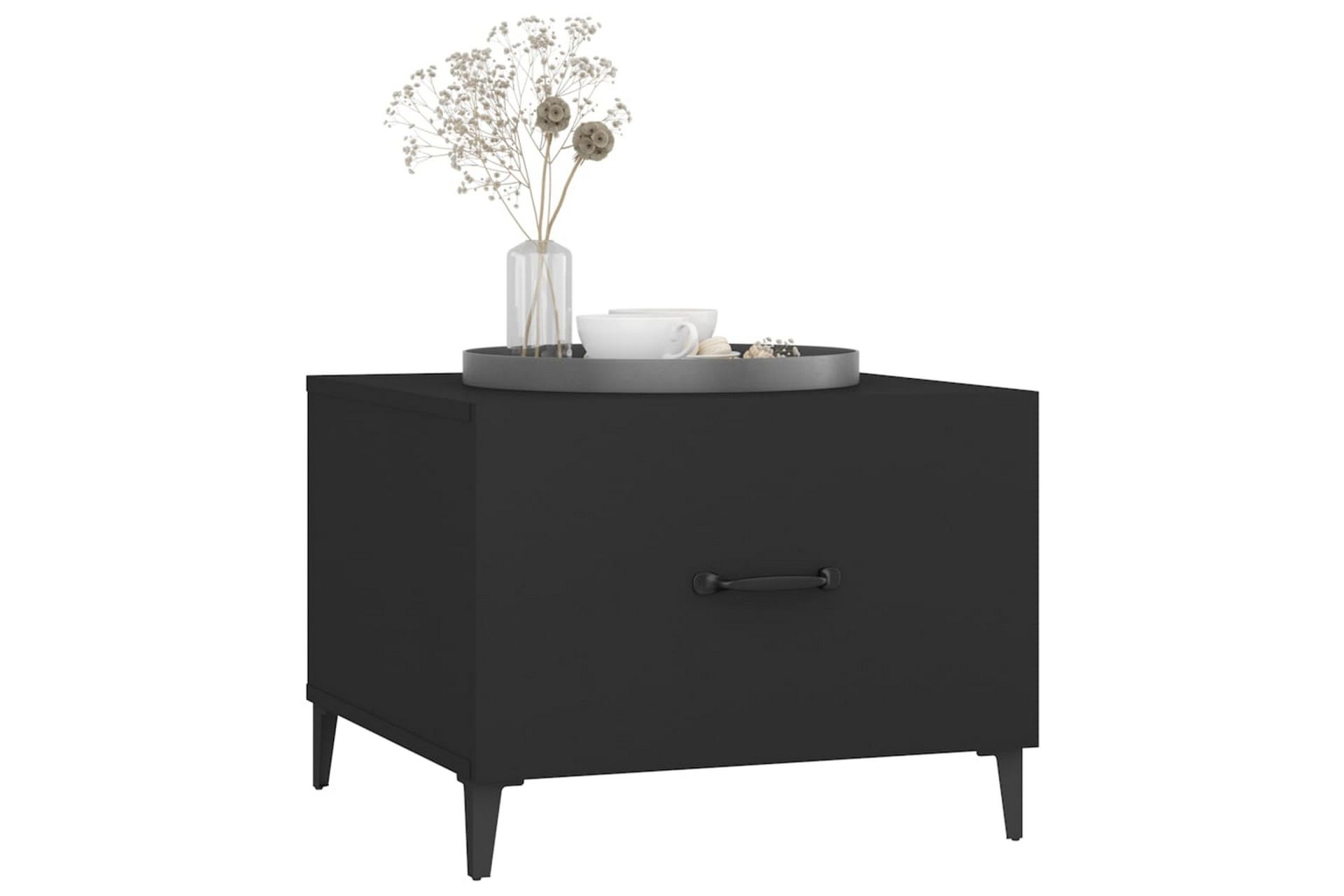 beBasic Salongbord med metallben 2 stk svart 50x50x40 cm - Svart - Møbler - Bord - Avlastningsbord - Lampebord & sidebord