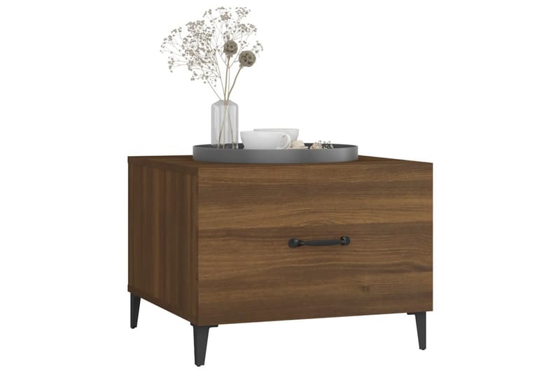 beBasic Salongbord med metallben brun eik 50x50x40 cm - Brun - Møbler - Bord - Avlastningsbord - Lampebord & sidebord