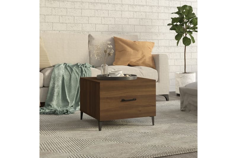 beBasic Salongbord med metallben brun eik 50x50x40 cm - Brun - Møbler - Bord - Avlastningsbord - Lampebord & sidebord