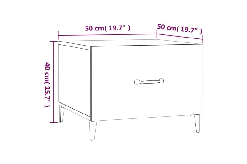 beBasic Salongbord med metallben høyglans hvit 50x50x40 cm - Hvit - Møbler - Bord - Avlastningsbord - Lampebord & sidebord