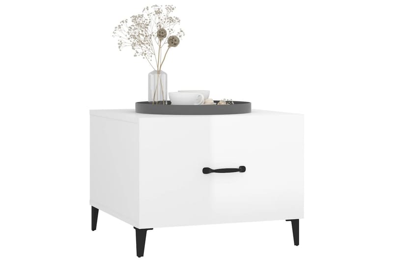 beBasic Salongbord med metallben høyglans hvit 50x50x40 cm - Hvit - Møbler - Bord - Avlastningsbord - Lampebord & sidebord