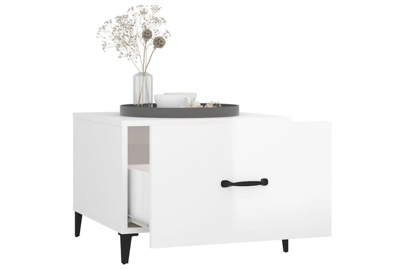 beBasic Salongbord med metallben høyglans hvit 50x50x40 cm - Hvit - Møbler - Bord - Avlastningsbord - Lampebord & sidebord