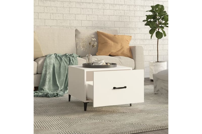 beBasic Salongbord med metallben hvit 50x50x40 cm - Hvit - Møbler - Bord - Avlastningsbord - Lampebord & sidebord