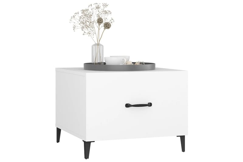 beBasic Salongbord med metallben hvit 50x50x40 cm - Hvit - Møbler - Bord - Avlastningsbord - Lampebord & sidebord