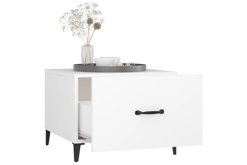 beBasic Salongbord med metallben hvit 50x50x40 cm - Hvit - Møbler - Bord - Avlastningsbord - Lampebord & sidebord