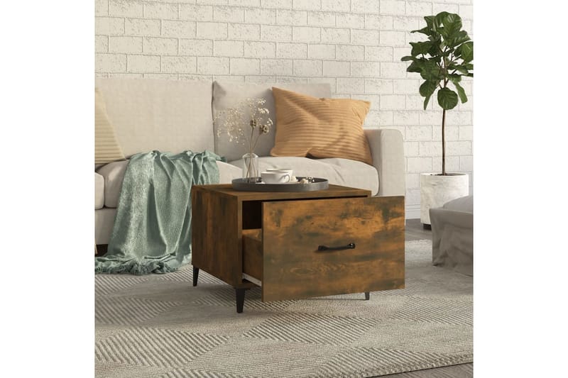 beBasic Salongbord med metallben røkt eik 50x50x40 cm - Brun - Møbler - Bord - Avlastningsbord - Lampebord & sidebord