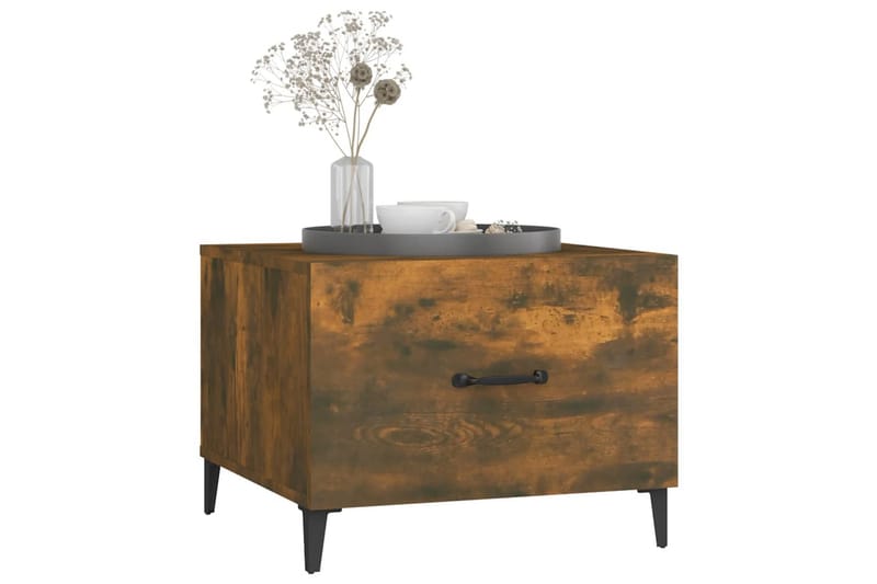 beBasic Salongbord med metallben røkt eik 50x50x40 cm - Brun - Møbler - Bord - Avlastningsbord - Lampebord & sidebord