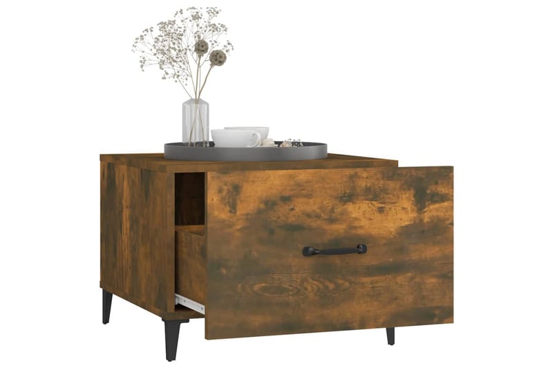 beBasic Salongbord med metallben røkt eik 50x50x40 cm - Brun - Møbler - Bord - Avlastningsbord - Lampebord & sidebord