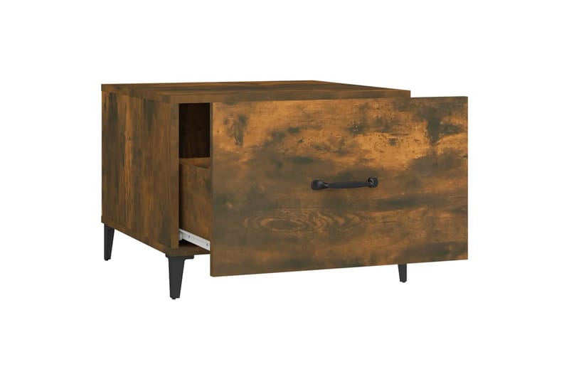 beBasic Salongbord med metallben røkt eik 50x50x40 cm - Brun - Møbler - Bord - Avlastningsbord - Lampebord & sidebord