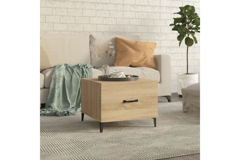 beBasic Salongbord med metallben sonoma eik 50x50x40 cm - Brun - Møbler - Bord - Avlastningsbord - Lampebord & sidebord