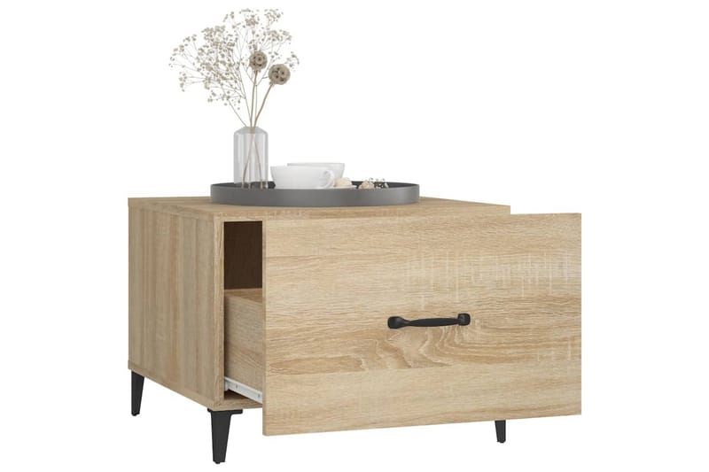 beBasic Salongbord med metallben sonoma eik 50x50x40 cm - Brun - Møbler - Bord - Avlastningsbord - Lampebord & sidebord