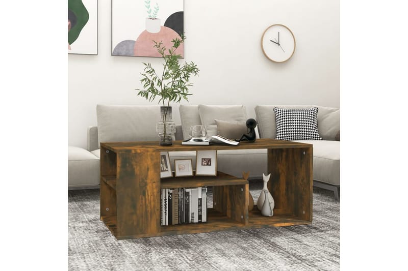 beBasic Salongbord røkt eik 100x50x40 cm konstruert tre - Brun - Møbler - Bord - Avlastningsbord - Lampebord & sidebord